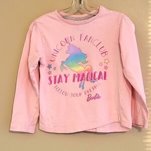 Barbie pink unicorn long sleeve tee shirt